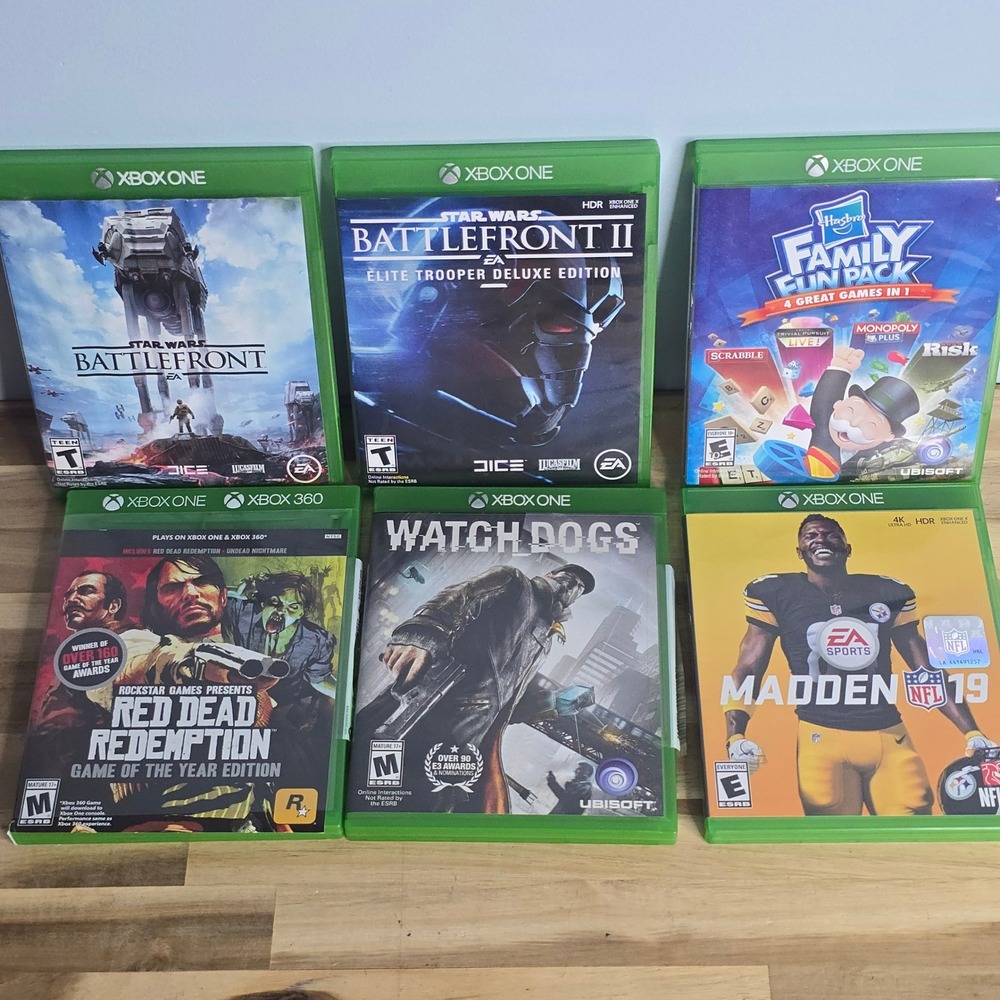 Microsoft Xbox One Game Lot 6 Games Red Dead Star Wars Madden Watch Dogs Bundle